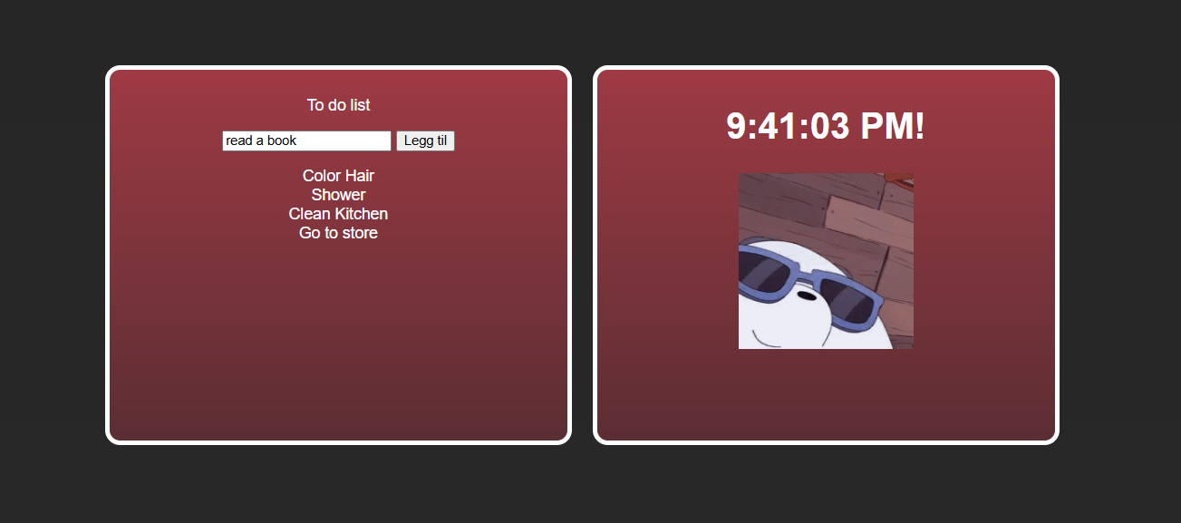 Picture of Self help's to do list with clock in dark mode